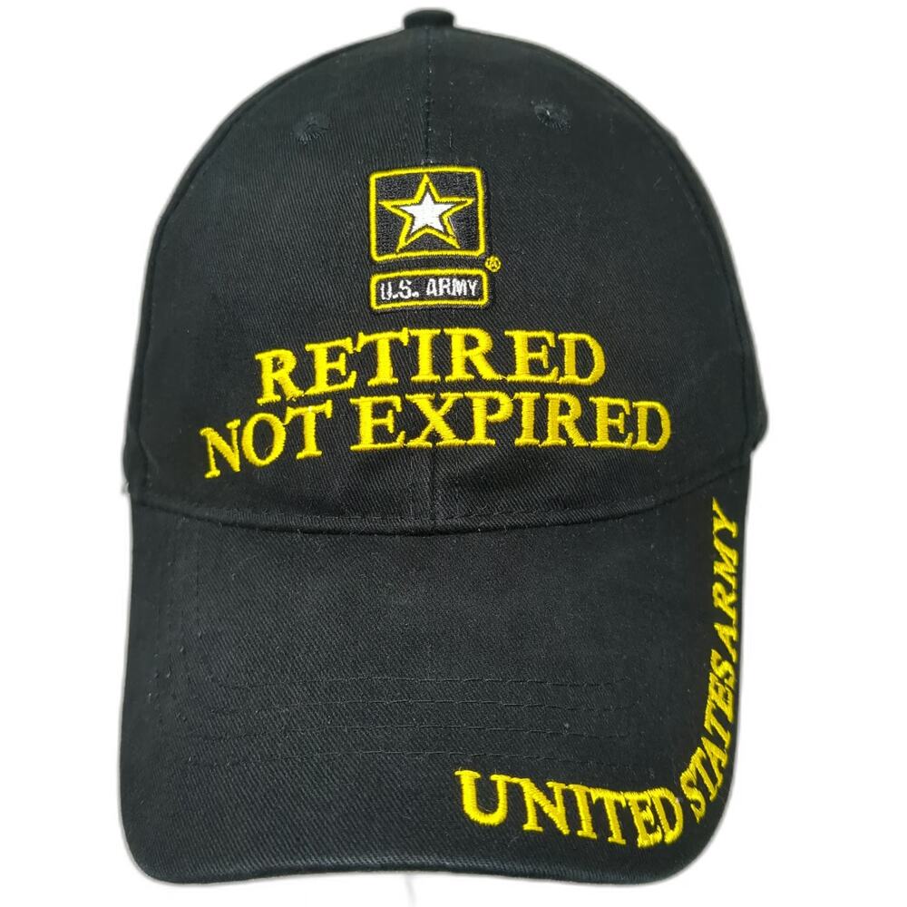 Eagle Crest Baseball Cap Black One Size Retired Not Expired US Army Veteran Hat